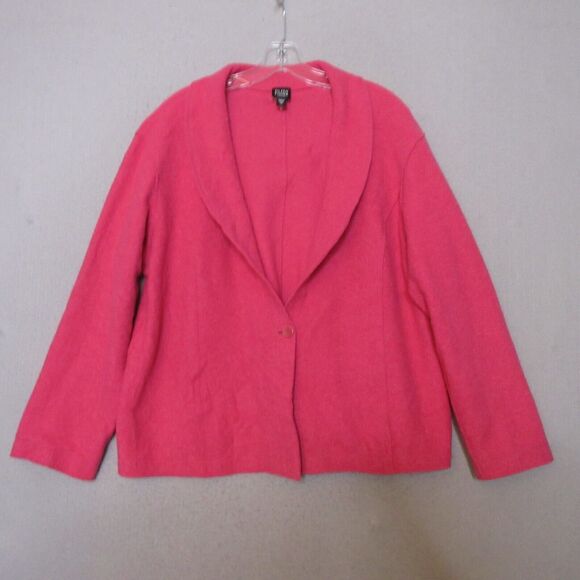 Eileen Fisher Cardigan Women Plus 1X‎ Pink Wool Blend Lagenlook Career - Picture 1 of 11